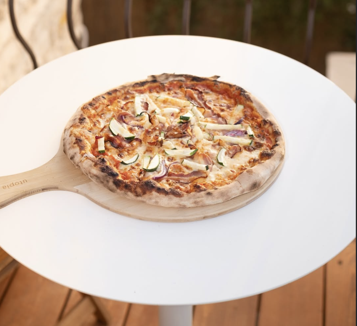 Handmade wood-fired pizza at December9 Agia Anna